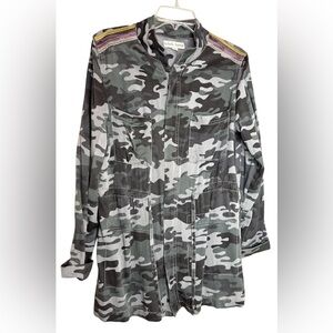 Knox Rose Women’s Military Style Utility Jacket Snap Front Closure SZ M